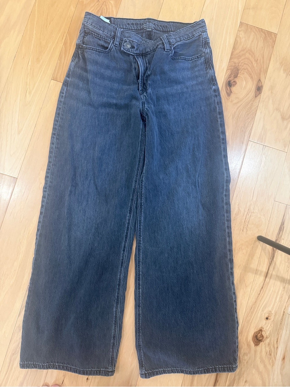American Eagle Outfitters dreamy drape Wide-Leg Jeans in Washed Black